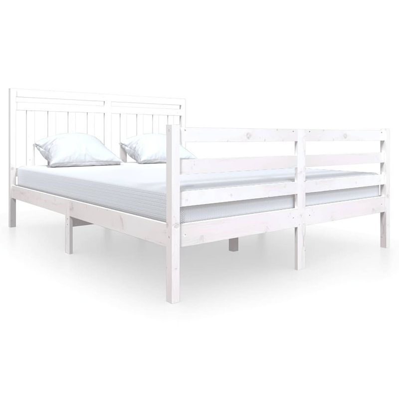 Foto van The living store bedframe grenenhout - the living store - bedframe - 205.5 x 166 x 100 cm - wit