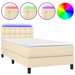 Foto van The living store boxspring bed - crème - 193 x 90 x 78/88 cm - verstelbaar hoofdbord - led verlichting - pocketvering