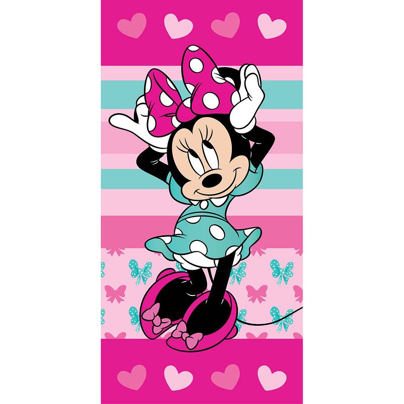 Foto van Disney minnie mouse strandlaken hearts - 70 x 140 cm - katoen