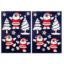 Foto van 2x velletje kerst raamversiering kerstmannetjes raamstickers 28,5 x 40 cm - feeststickers