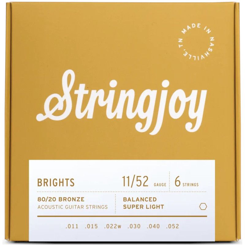 Foto van Stringjoy brights ac6 super light 11-52 snarenset voor westerngitaar