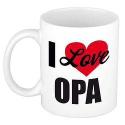 Foto van I love opa / ik hou van opa cadeau mok / beker wit 300 ml - cadeau mokken - feest mokken