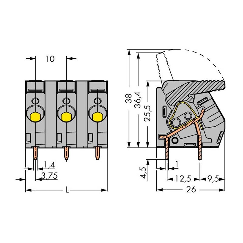 Foto van Wago 2706-204/000-004 veerkrachtklemblok 6.00 mm² aantal polen 4 zwart 30 stuk(s)