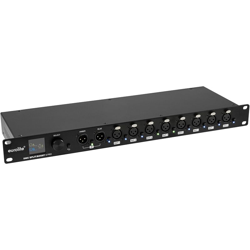 Foto van Eurolite dmx split/boost 8 pro 3-pin met rdm ondersteuning en real-time dmx monitoring