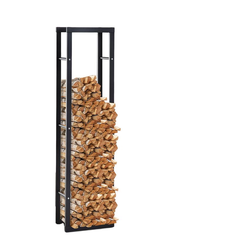 Foto van Modern houtrek - houtopslag - haardhout aanmaakhout opslag - brandhout - haardhoutbak - design - zwart - 25 x 40 x 15...