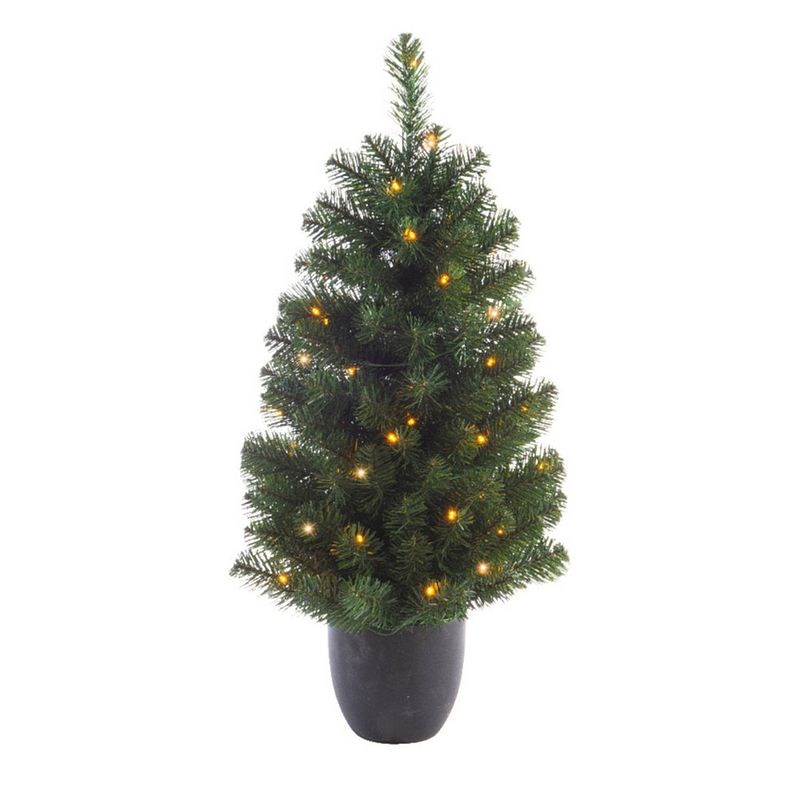 Foto van Massamarkt kerstboom in pot buiten 120cm 80led groen