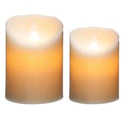 Foto van Led stompkaarsen set - 2x stuks - warm licht - 10 en 14,5 cm - led kaarsen
