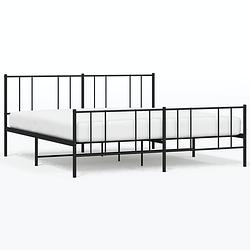 Foto van Vidaxl bedframe met hoofd- en voeteneinde metaal zwart 200x200 cm