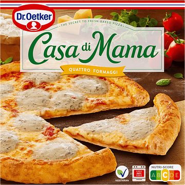Foto van 2 voor € 6,00 | dr. oetker casa di mama pizza quattro formaggi 410g aanbieding bij jumbo
