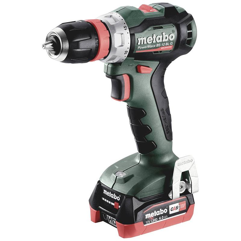 Foto van Metabo powermaxx bs 12 bl q 601045800 accu-schroefboormachine 12 v 4 ah li-ion incl. 2 accus, incl. lader, brushless