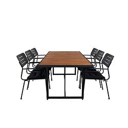 Foto van Khung tuinmeubelset tafel 100x200cm en 6 stoel nicke zwart, naturel.