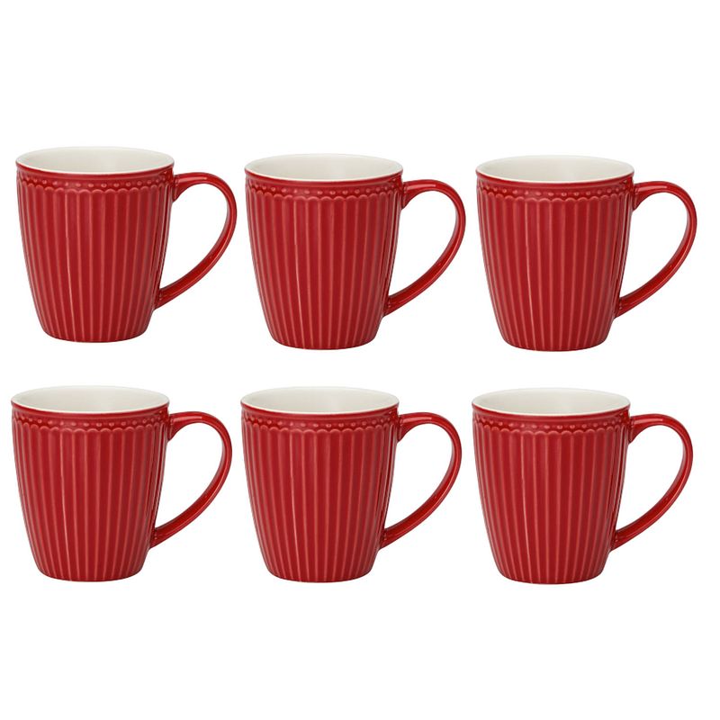 Foto van Greengate koffiemok alice rood 300 ml - 6 stuks