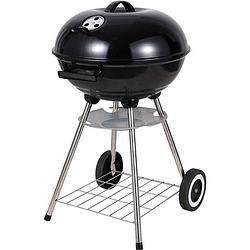 Foto van Ronde kogelbarbecue met deksel en asvanger zwart - 43 x 33 cm - houtskool bbq