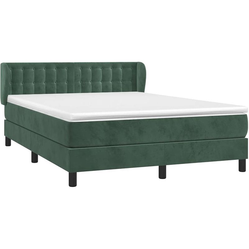 Foto van The living store boxspringbed luxe donkergroen fluweel 140x190x78/88cm - pocketvering - schuim