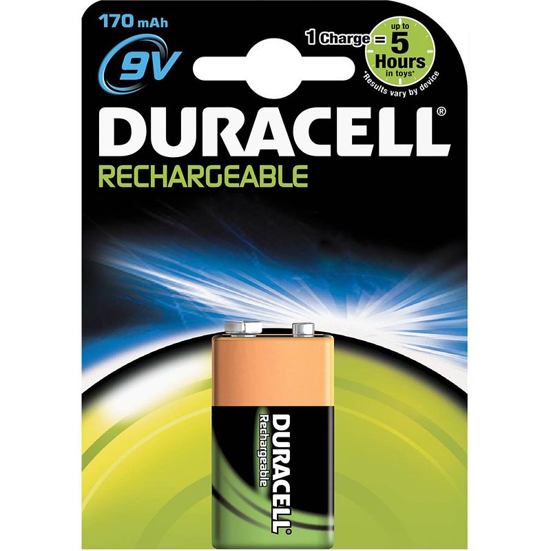 Foto van Duracell oplaadbare batterij 9v, op blister 10 stuks