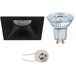 Foto van Led spot set - osram parathom par16 930 36d - pragmi pollon pro - gu10 fitting - dimbaar - inbouw vierkant - mat zwart -