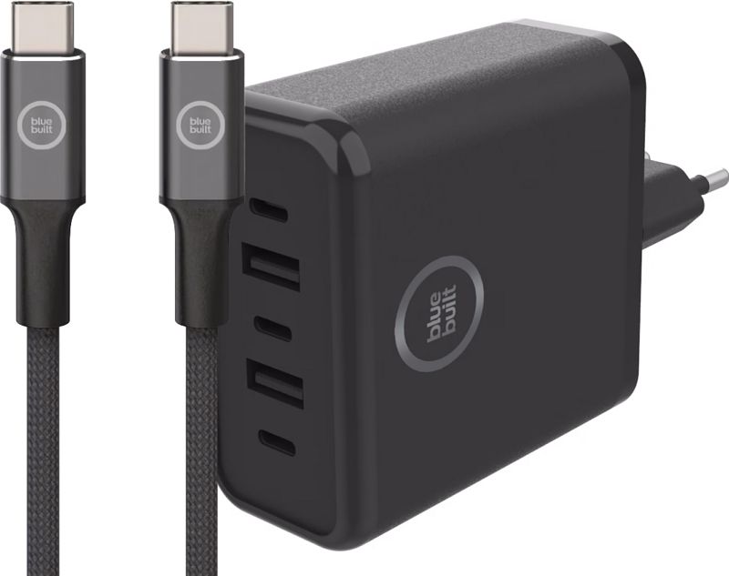 Foto van Bluebuilt power delivery en quick charge oplader 20w + usb c kabel 3m nylon zwart