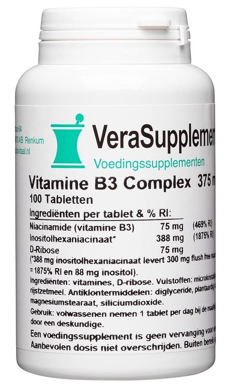 Foto van Verasupplements vitamine b3 complex 375 mg tabletten