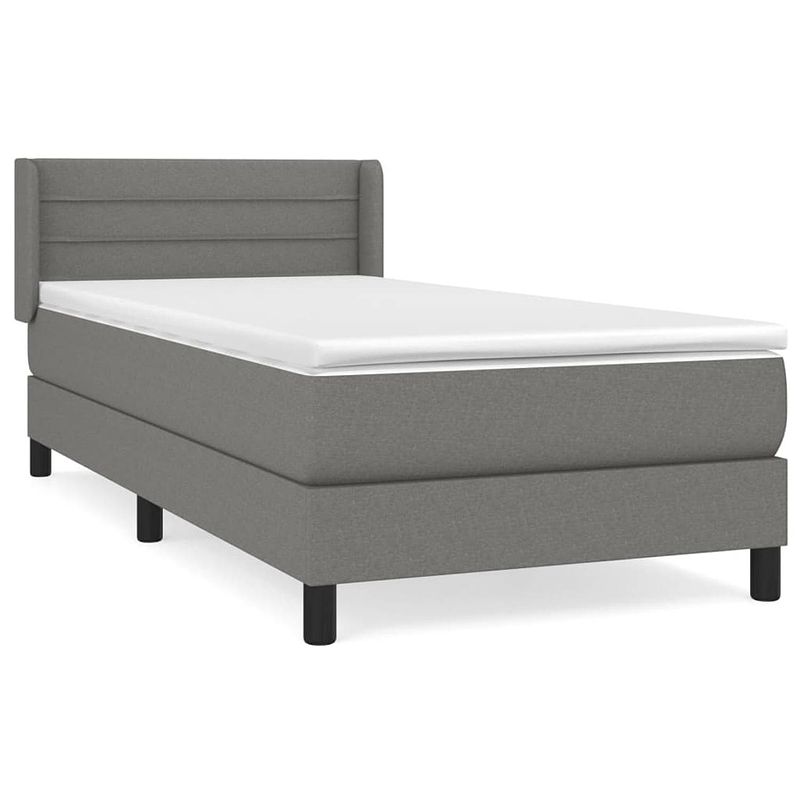 Foto van The living store boxspringbed - donkergrijs - 203x103x78/88 cm - pocketvering matras - middelharde ondersteuning -