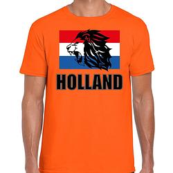 Foto van Oranje fan shirt / kleding holland met leeuw en vlag ek/ wk voor heren s - feestshirts