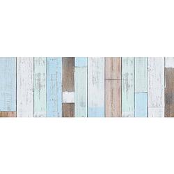 Foto van Decoratie plakfolie houten planken look blauw/bruin 45 cm x 2 meter zelfklevend - decoratiefolie - meubelfolie