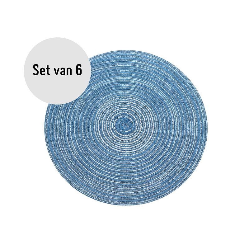 Foto van Krumble placemat rond - blauw/grijs - set van 6