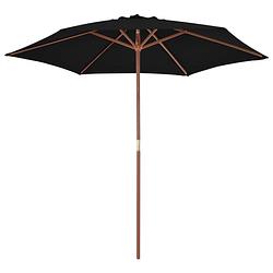 Foto van The living store parasol elegant 270x244 cm - zwart - bamboe/hardhout - uv-beschermend polyester - ø 38mm paal