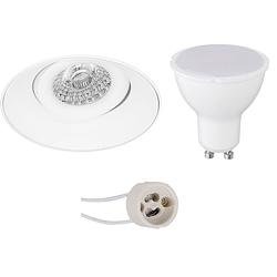 Foto van Led spot set - pragmi nivas pro - gu10 fitting - dimbaar - inbouw rond - mat wit - 6w - helder/koud wit 6400k - trimless