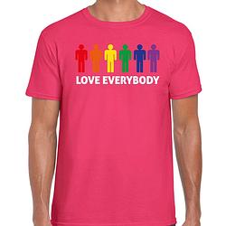 Foto van Bellatio decorations gay pride shirt - love everybody - regenboog - heren - roze s - feestshirts