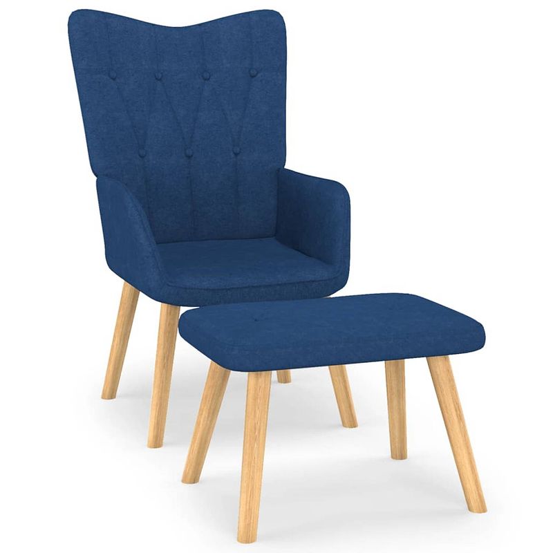 Foto van Vidaxl relaxstoel met voetenbank stof blauw