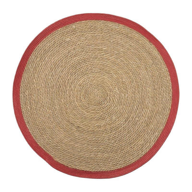 Foto van Vloerkleed koraal rond - naturel/rood - ø87 cm