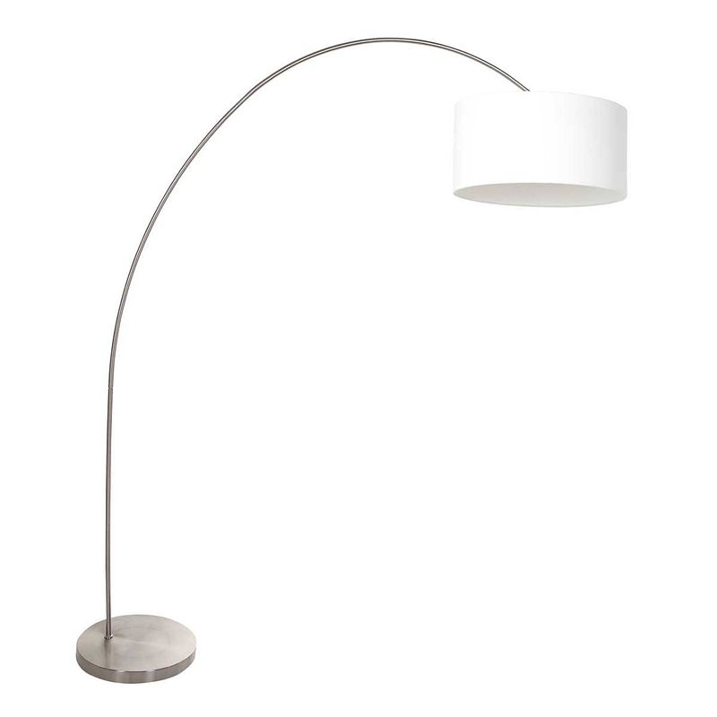 Foto van Mexlite solva vloerlamp - e27 (grote fitting) - staal en wit