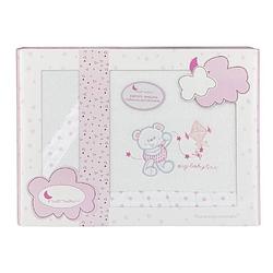 Foto van Interbaby beddengoed baby love 106 cm fleece wit/roze 3-delig