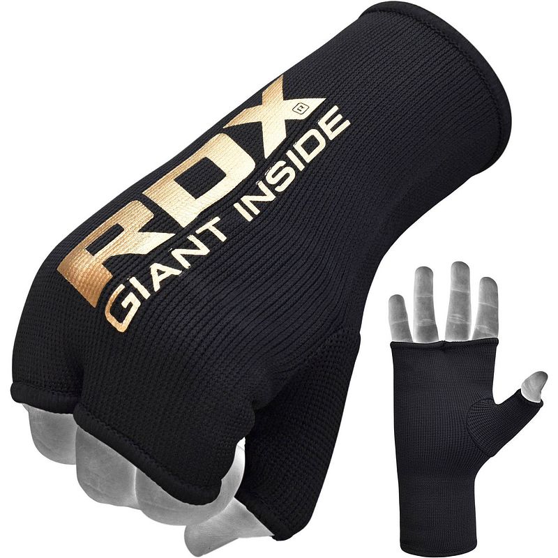 Foto van Rdx sports hosiery inner - binnenhandschoenen - zwart/goud - maat: xl - leer