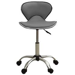 Foto van The living store kantoorstoel - trendy - kunstleer - grijs - 46.5 x 48.5 x (69.5 - 83.5) cm - verstelbare hoogte -