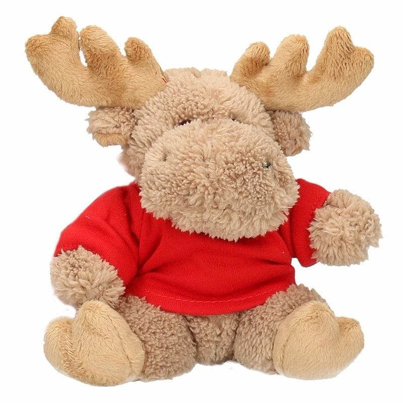 Foto van Pluche eland kerst knuffel 15 cm met shirt - knuffel bosdieren