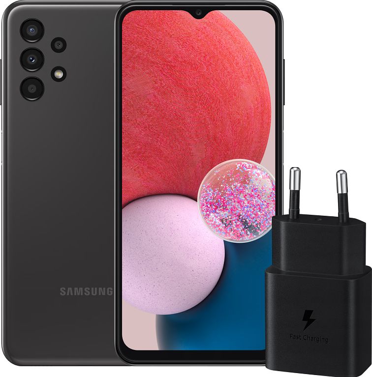 Foto van Samsung galaxy a13 128gb zwart + samsung 15 watt oplader zwart