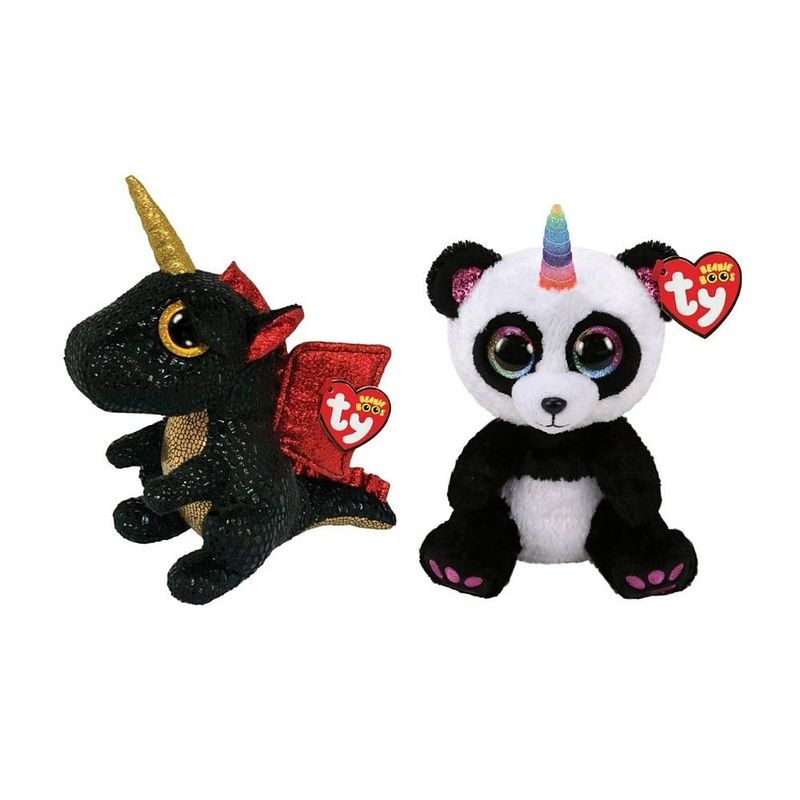 Foto van Ty - knuffel - beanie boo's - grindal dragon & paris panda