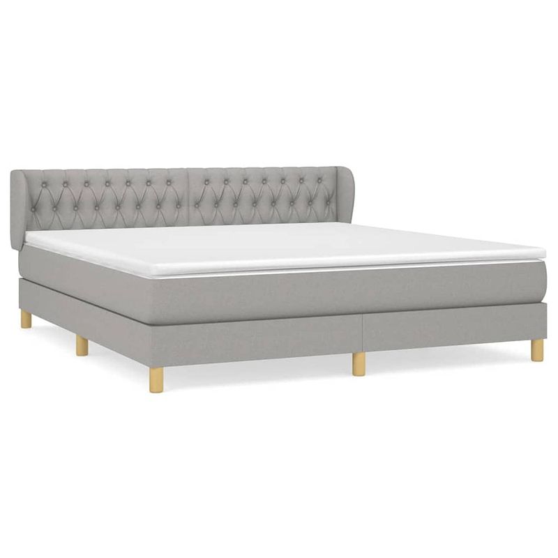 Foto van The living store boxspringbed - comfort - bed - 203x183x78/88 cm - lichtgrijs