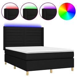 Foto van Vidaxl boxspring met matras en led stof zwart 140x200 cm