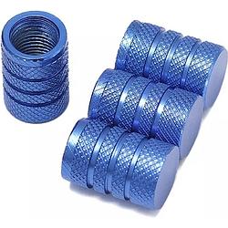 Foto van Tt-products ventieldoppen 3-rings blue aluminium 4 stuks blauw - auto ventieldop - ventieldopjes