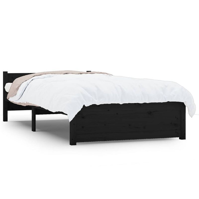 Foto van Vidaxl bedframe massief hout zwart 75x190 cm 2ft6 small single