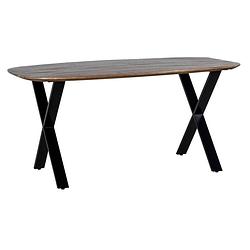 Foto van Giga meubel eettafel deens ovaal - bruin - 160cm - eettafel gordon