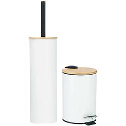 Foto van Berilo badkamer accesoires set alicante - toiletborstel/pedaalemmer - wit - badkameraccessoireset