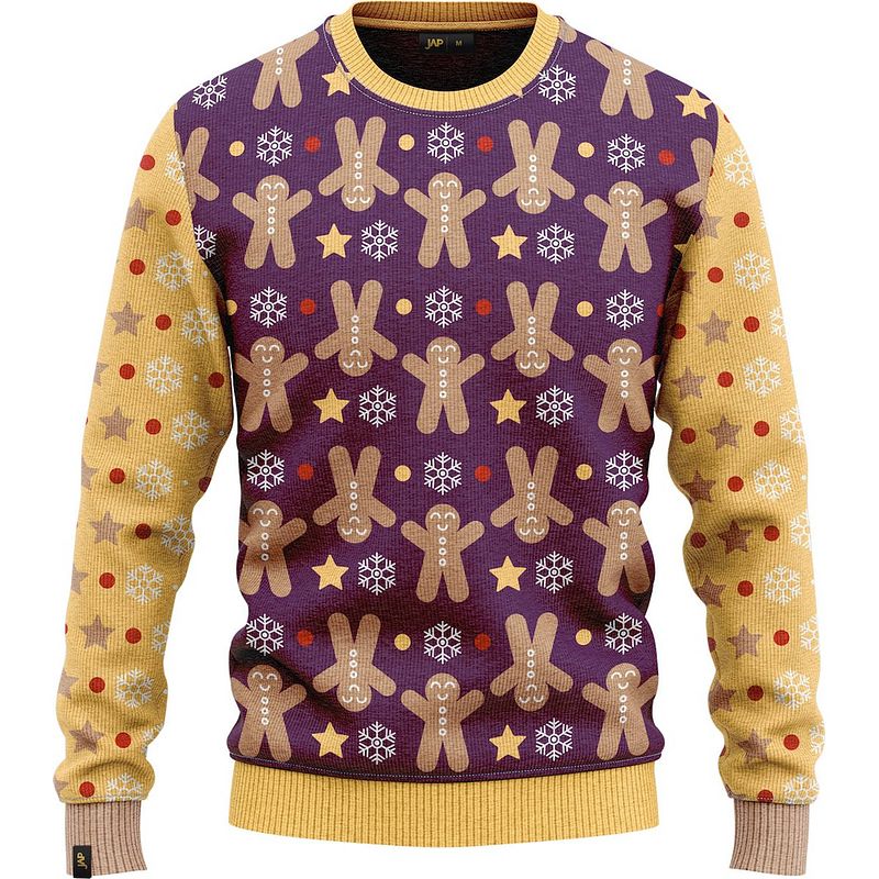 Foto van Jap foute kersttrui - gingerbread - kerstcadeau - dames en heren - kerst - 2xl - geel