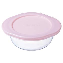 Foto van Pyrex vershoudbakje 14 x 12 cm 0,35 liter glas transparant/roze