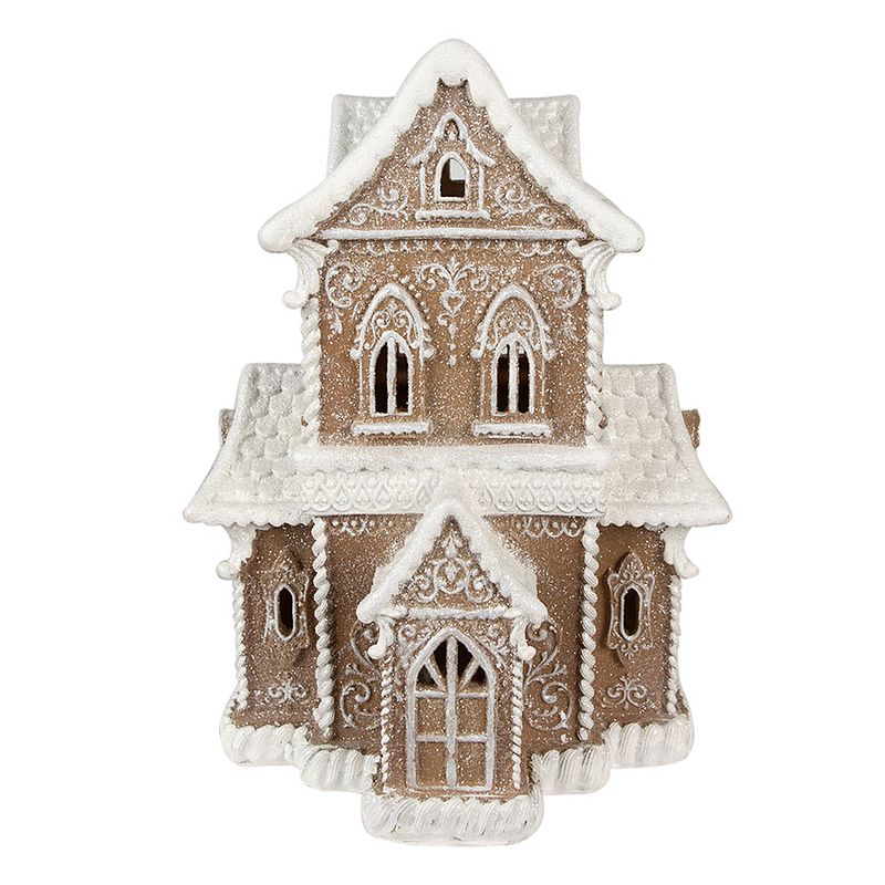 Foto van Clayre & eef decoratie huis 28x21x37 cm bruin beige polyresin kerstdecoratie bruin kerstdecoratie