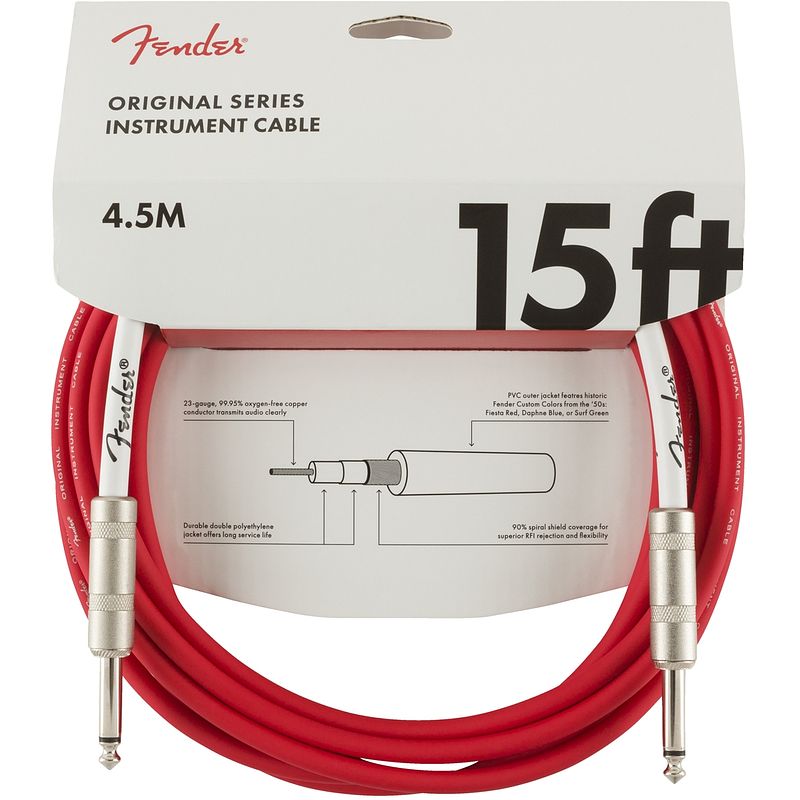 Foto van Fender original cables instrumentkabel 4.5m rood 6.3mm recht