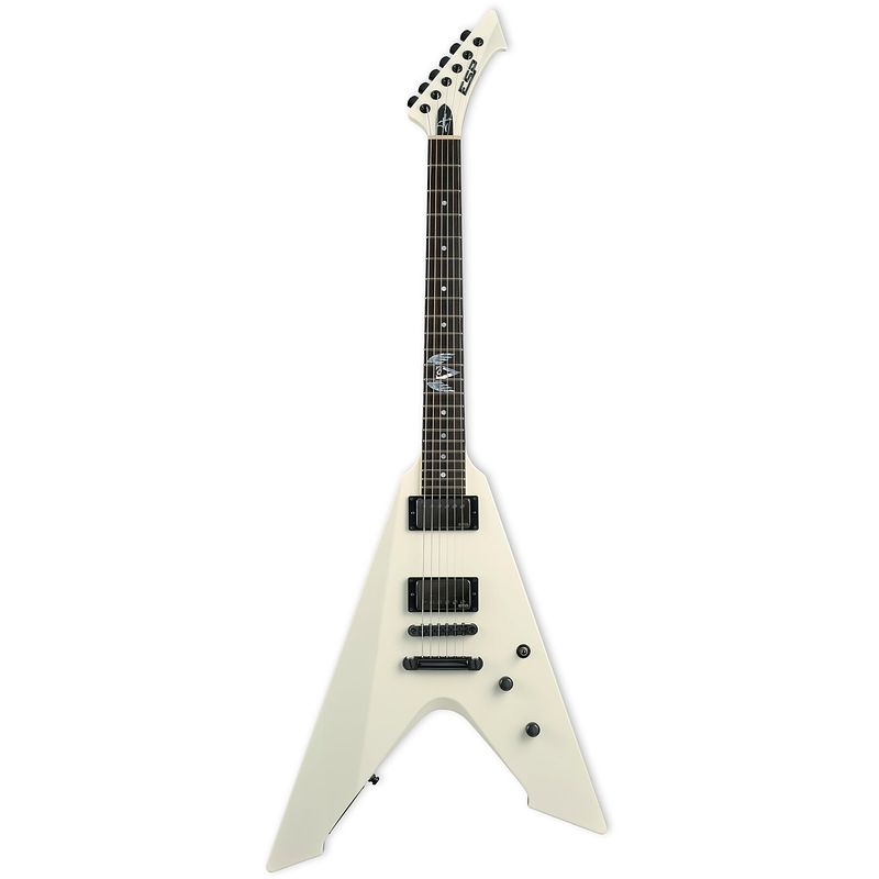 Foto van Esp james hetfield signature vulture olympic white elektrische gitaar met koffer