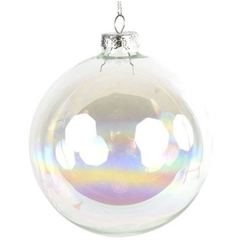 Foto van Countryfield kerstbal franci 12 cm glas zilver/wit